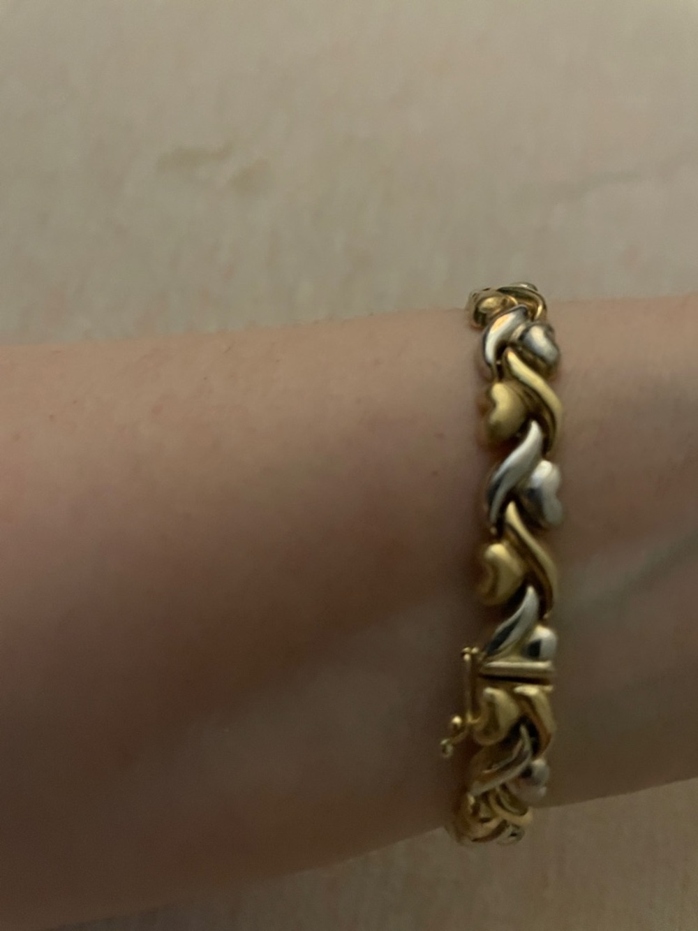 7" Two-Tone Chain Link Bracelet - Stamped FCL 14k Gold & Silver - Picture 5 of 8